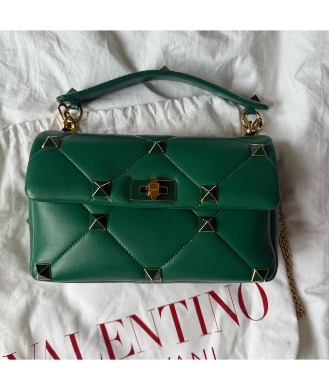 VALENTINO Зеленая кожаная сумка через плечо, фото 6