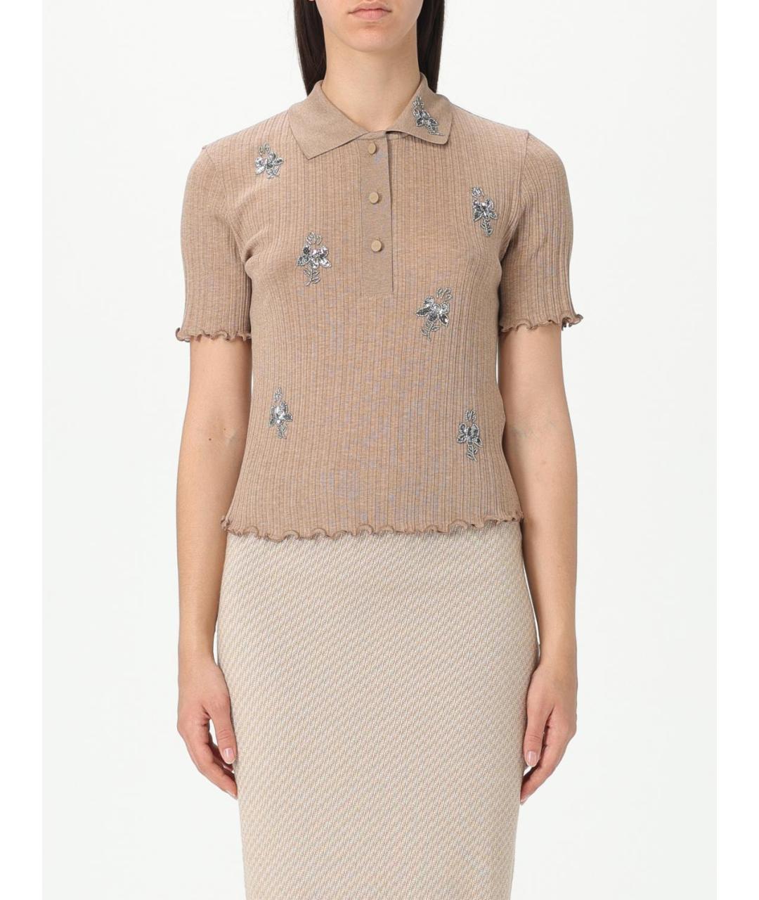 FENDI Бежевая хлопковая футболка, фото 2