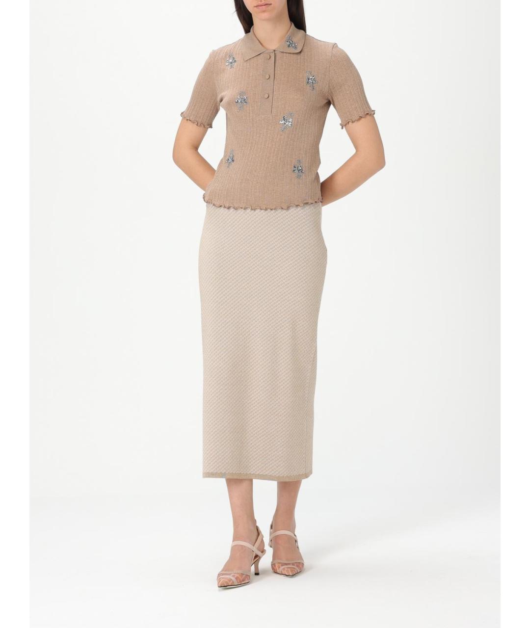 FENDI Бежевая хлопковая футболка, фото 3