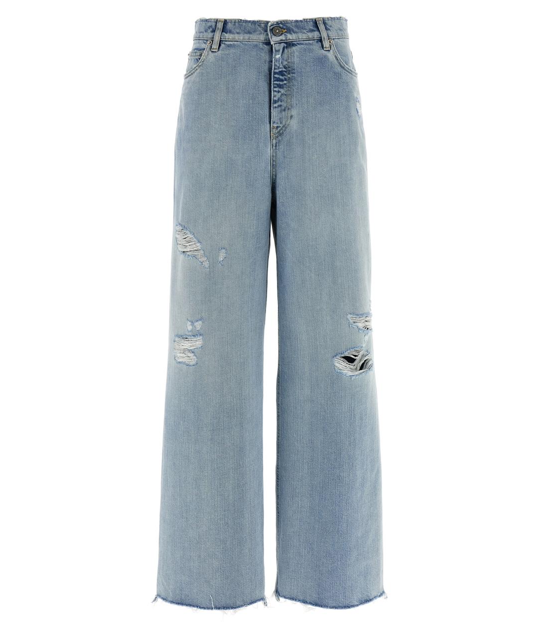 GOLDEN GOOSE DELUXE BRAND Голубые хлопковые прямые джинсы, фото 1