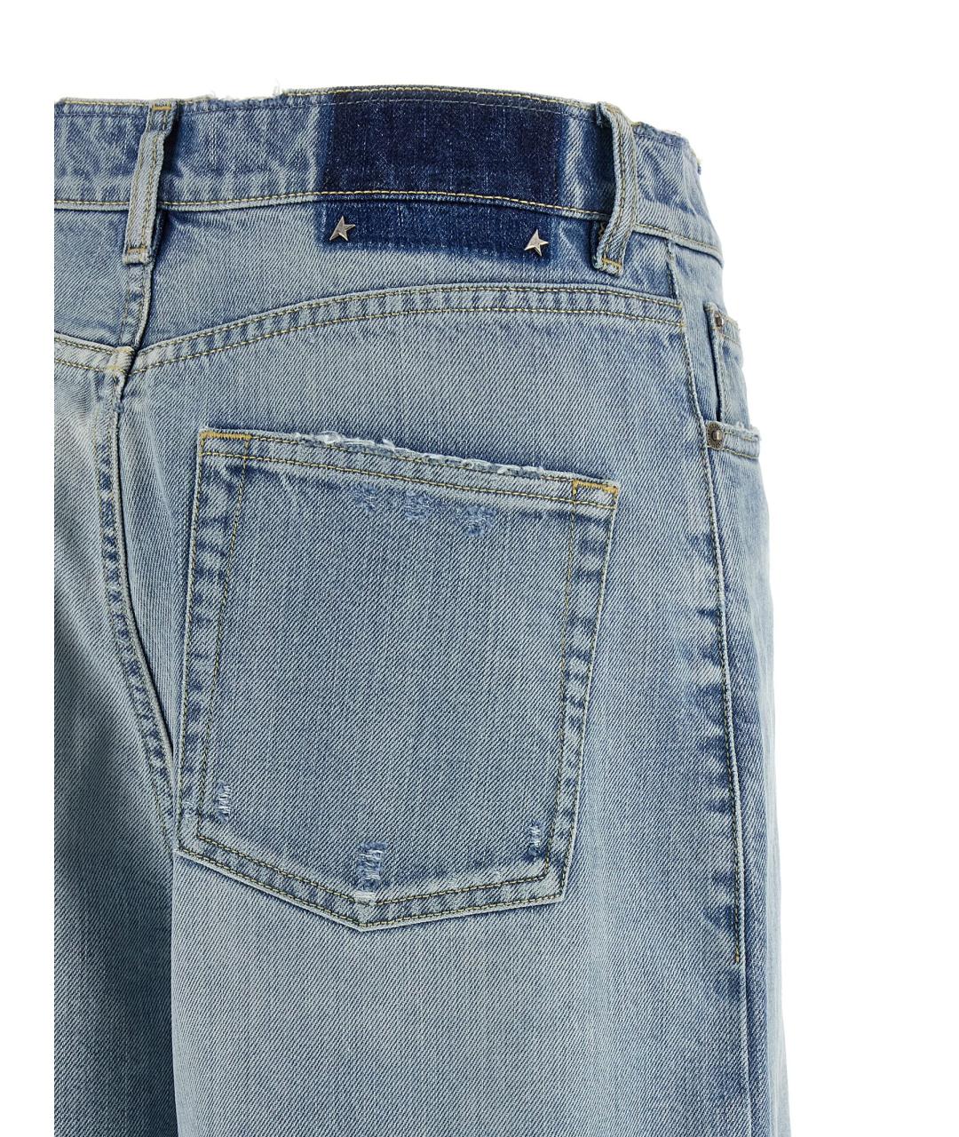 GOLDEN GOOSE DELUXE BRAND Голубые хлопковые прямые джинсы, фото 4