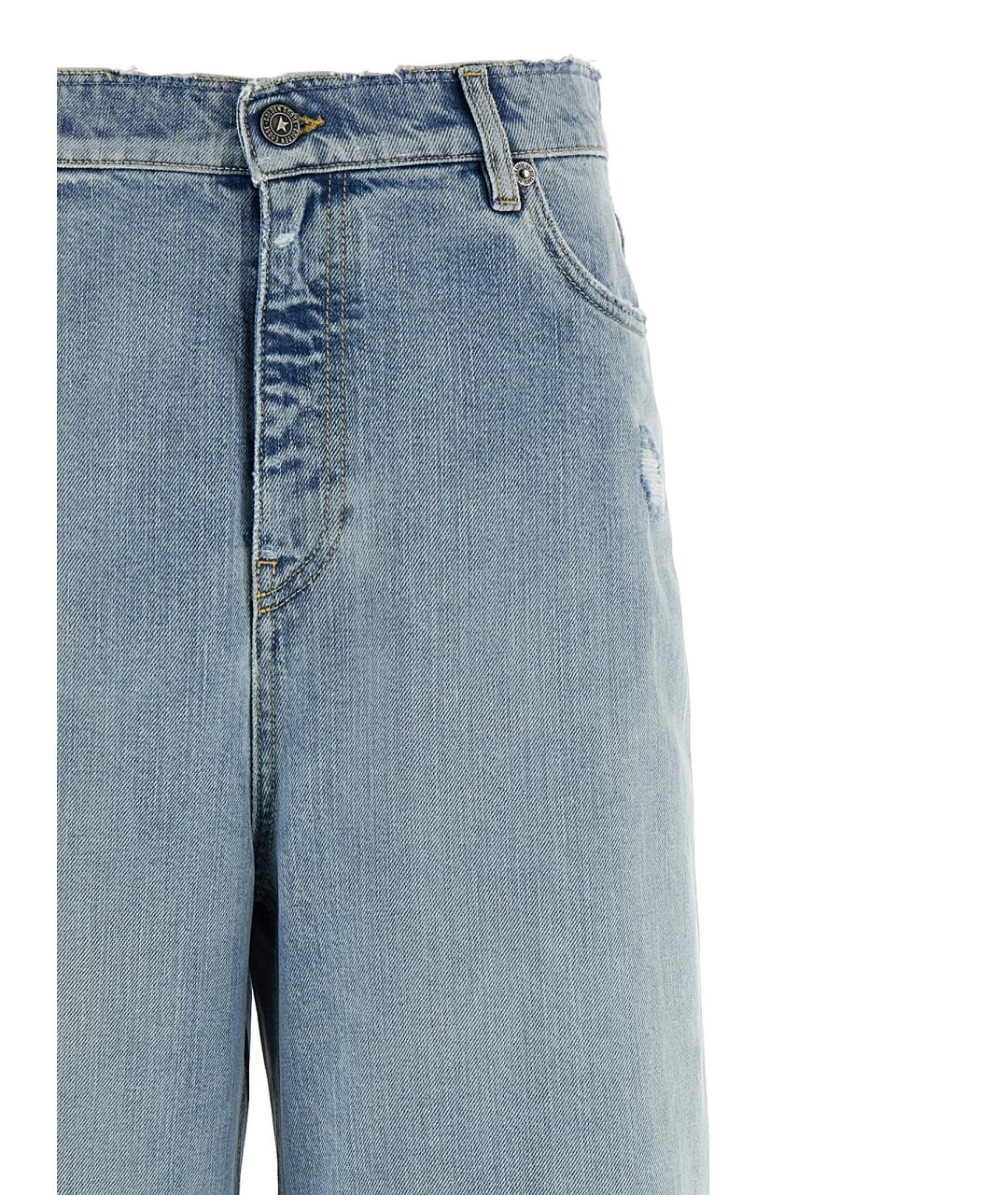 GOLDEN GOOSE DELUXE BRAND Голубые хлопковые прямые джинсы, фото 3