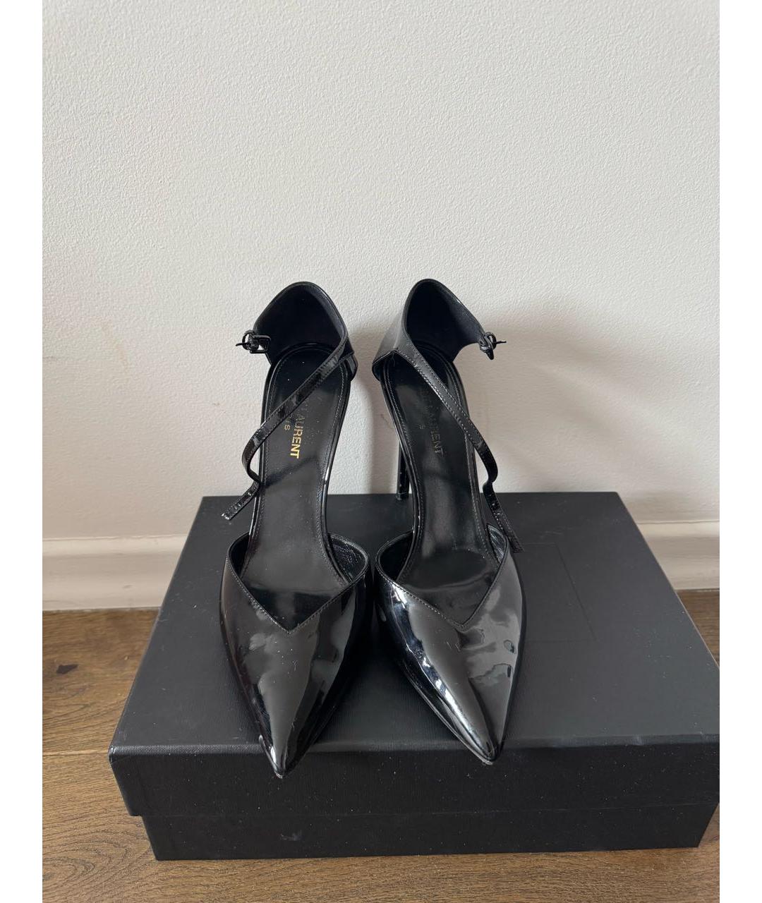 SAINT LAURENT Черные туфли из лакированной кожи, фото 2