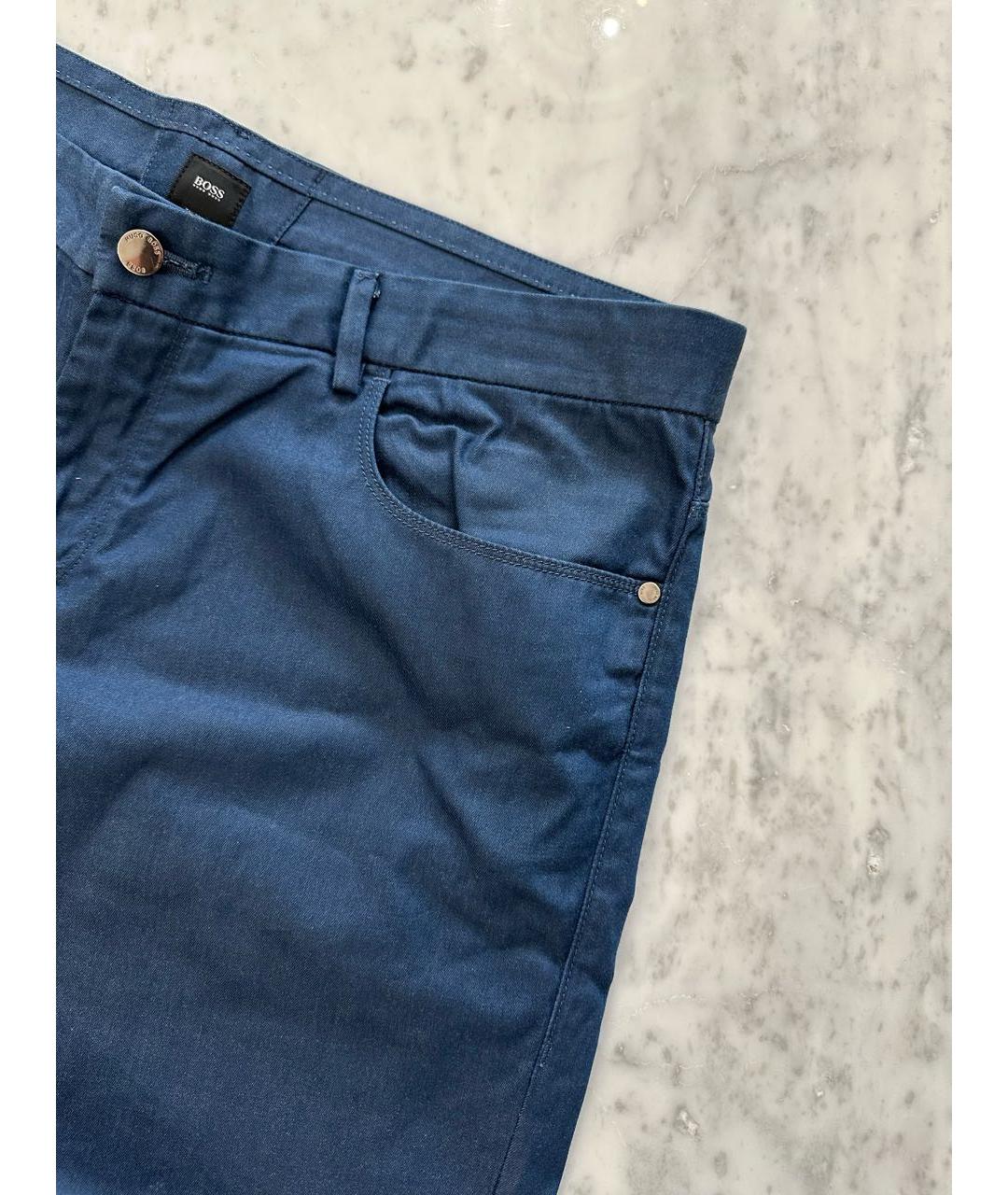 HUGO BOSS Темно-синие хлопковые прямые джинсы, фото 6