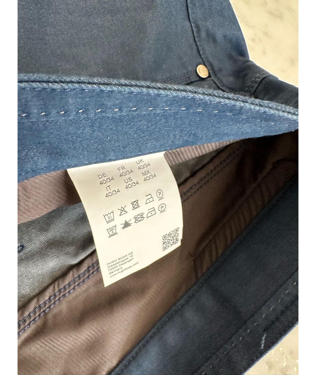 HUGO BOSS Темно-синие хлопковые прямые джинсы, фото 5