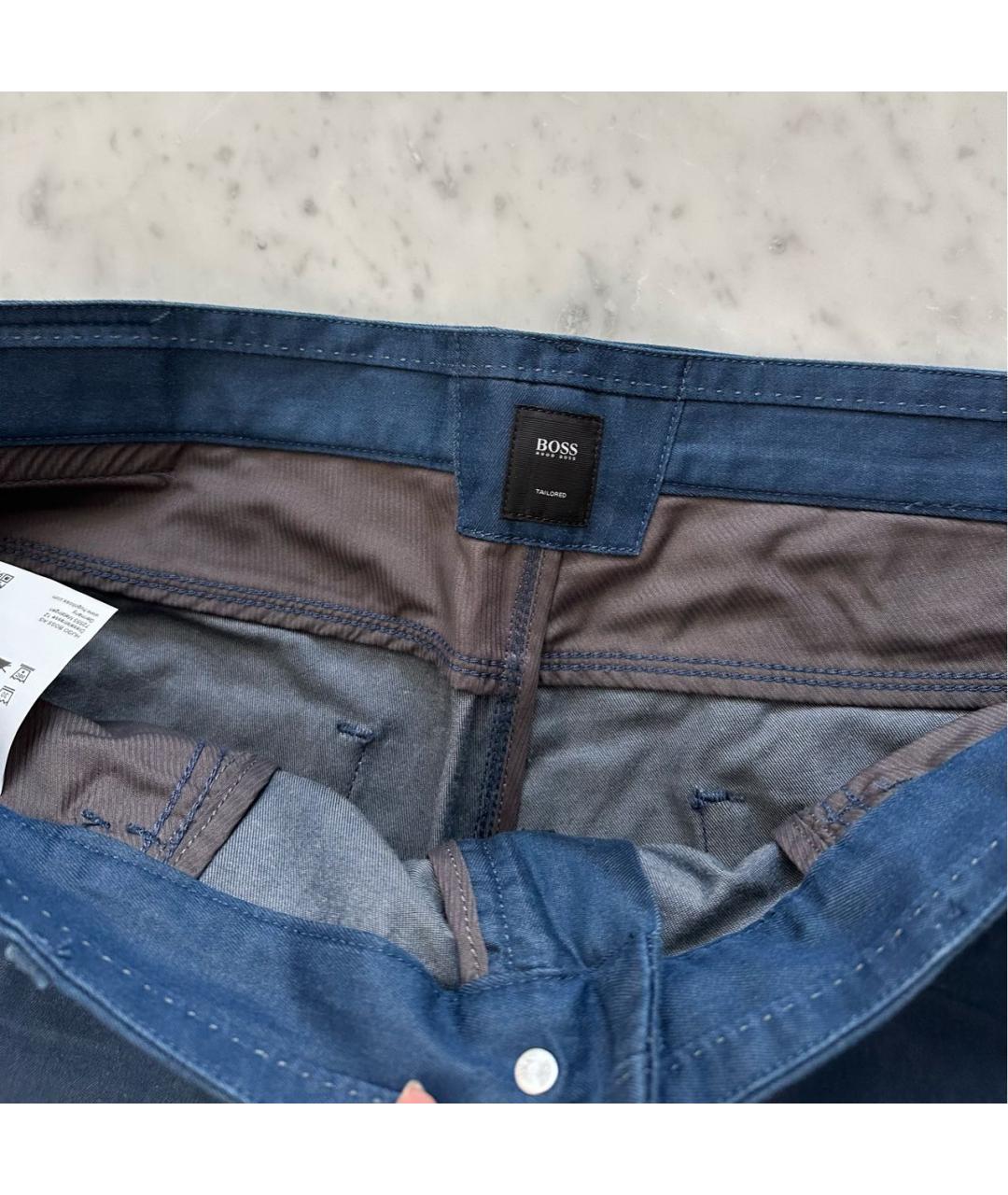 HUGO BOSS Темно-синие хлопковые прямые джинсы, фото 4
