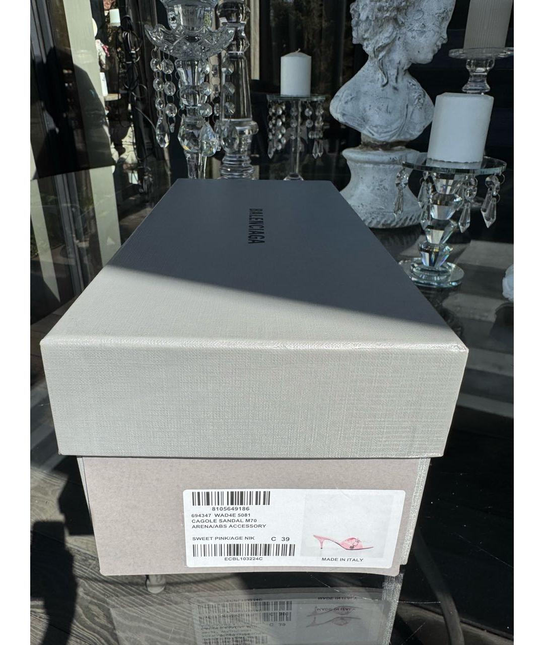 BALENCIAGA Розовые кожаные мюли, фото 4
