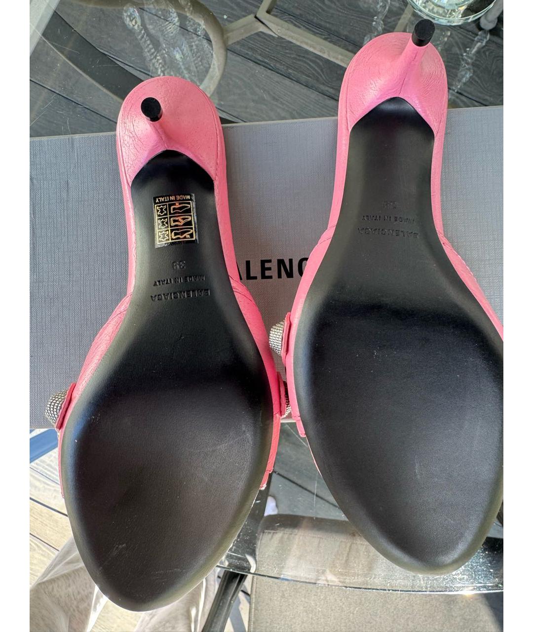 BALENCIAGA Розовые кожаные мюли, фото 3