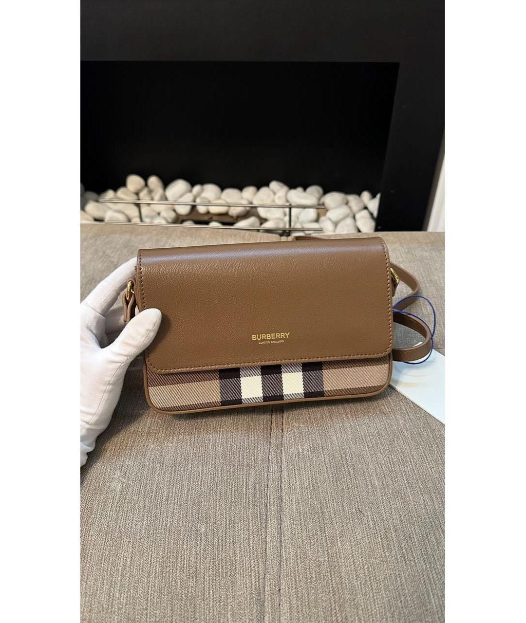 BURBERRY Коричневая кожаная сумка через плечо, фото 4