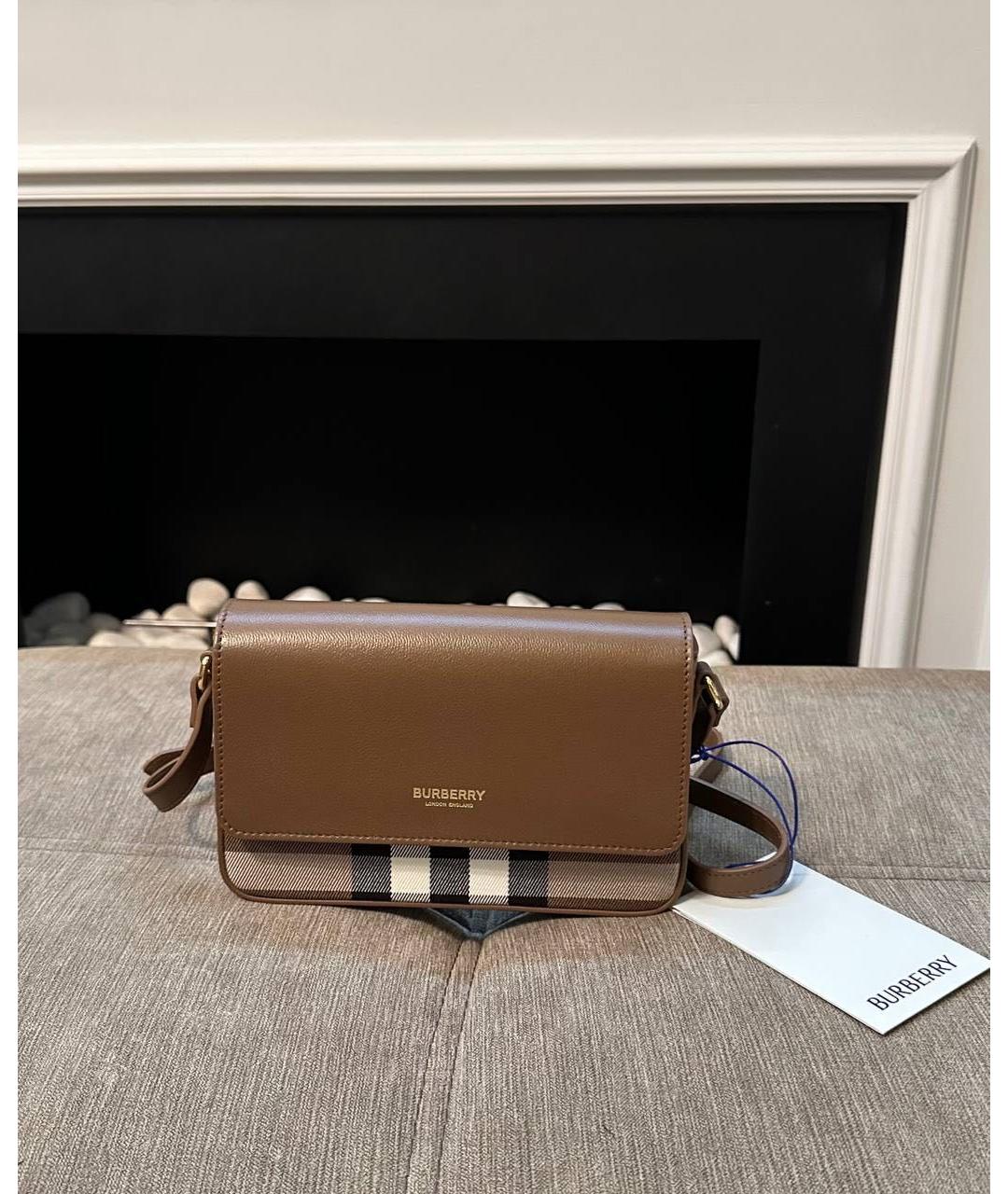 BURBERRY Коричневая кожаная сумка через плечо, фото 2