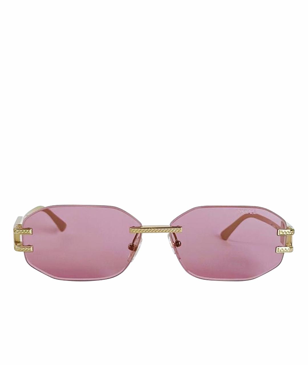 VERSACE Золотые металлические солнцезащитные очки, фото 1