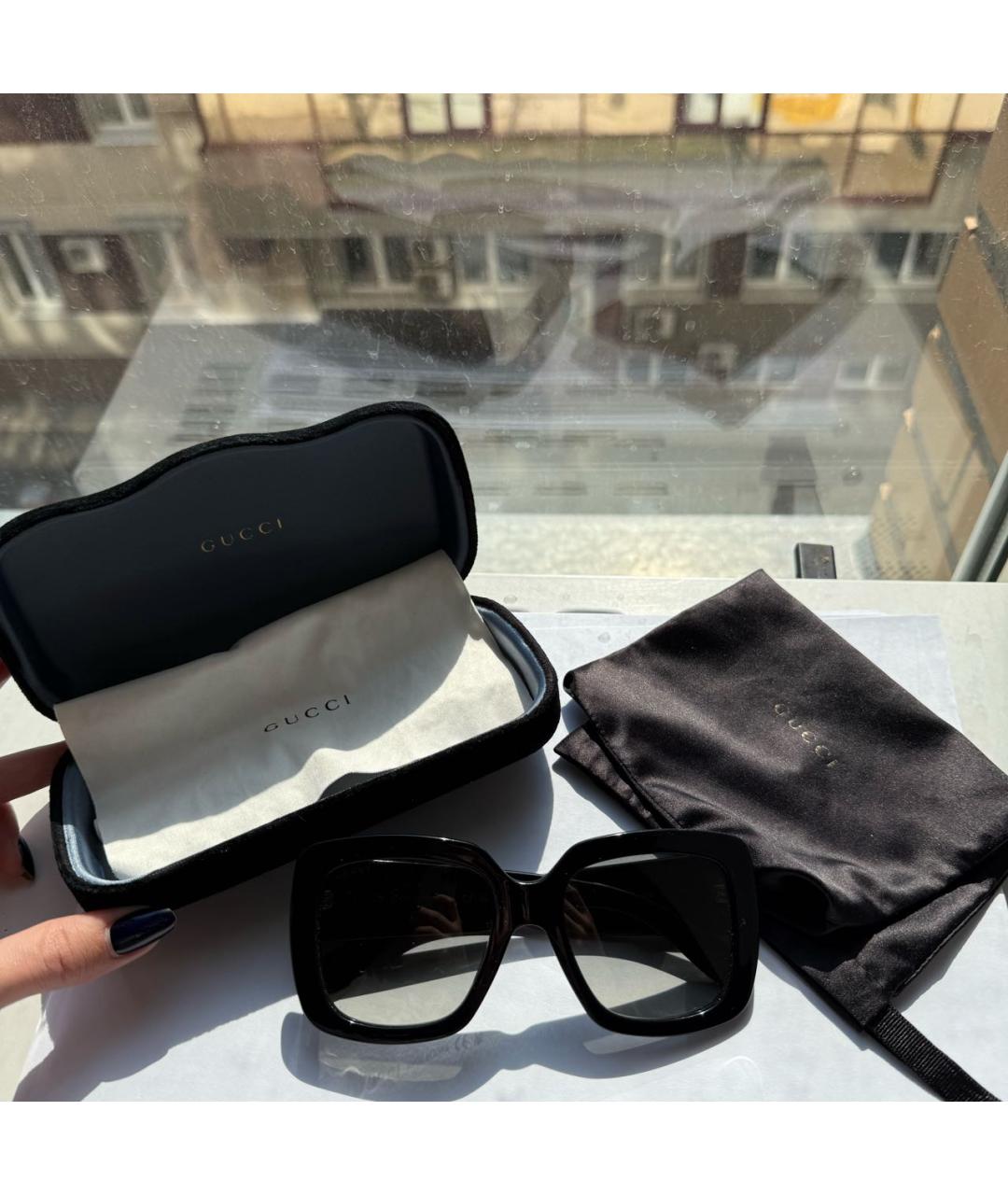 GUCCI Черные пластиковые солнцезащитные очки, фото 4