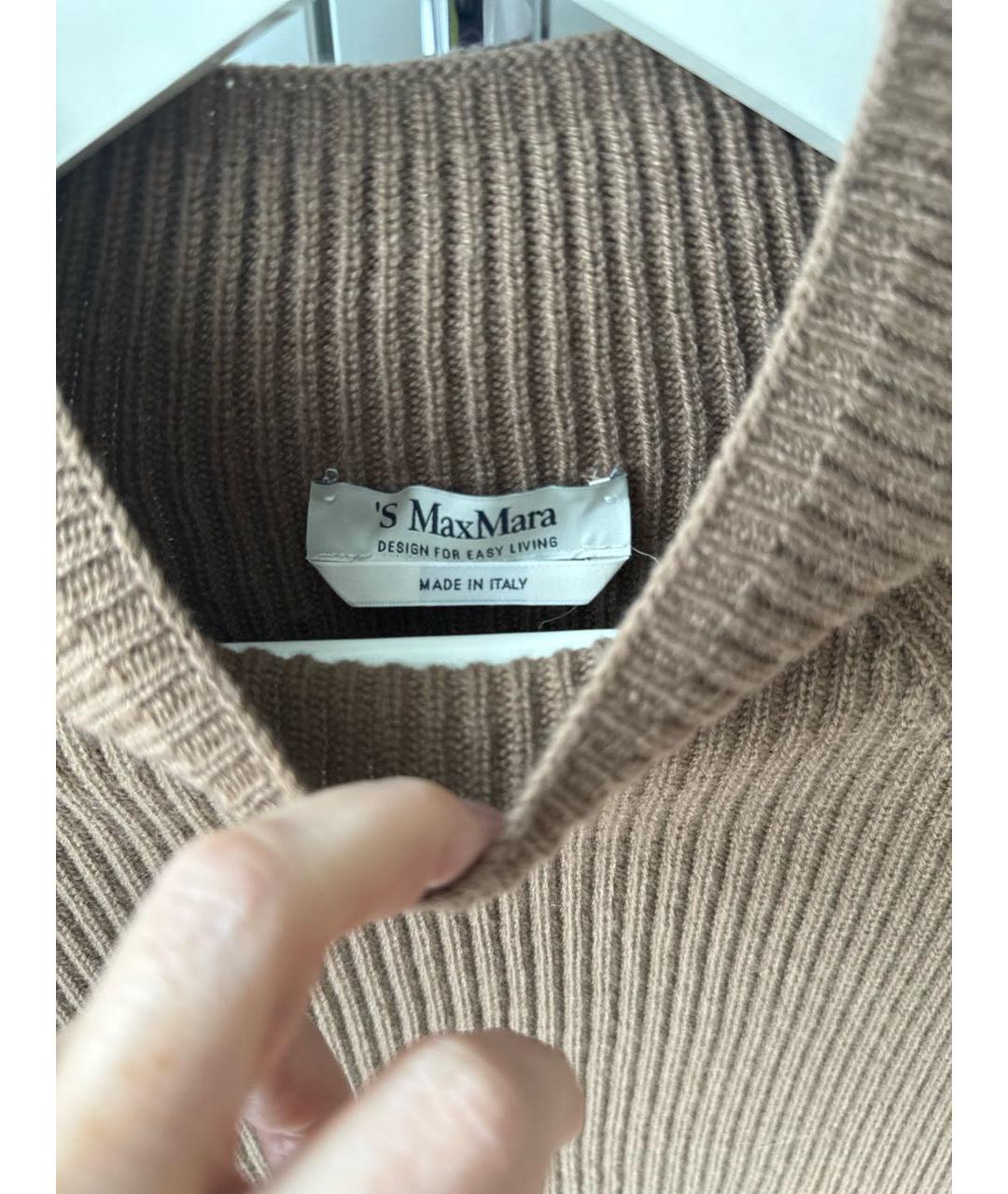 'S MAX MARA Коричневый шерстяной джемпер / свитер, фото 3