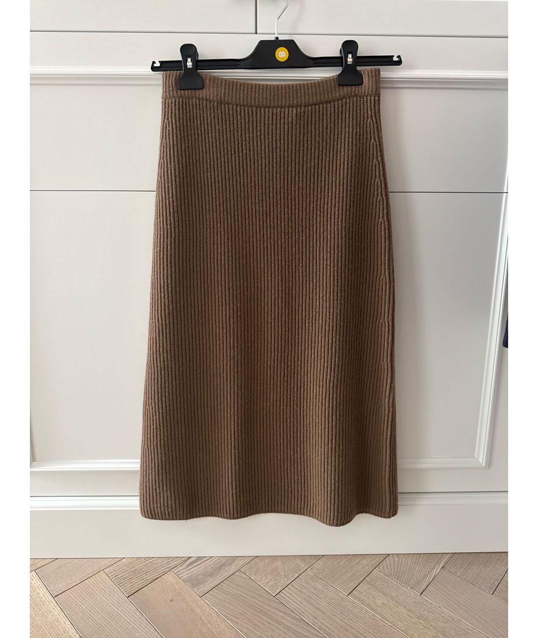 'S MAX MARA Коричневая шерстяная юбка миди, фото 4