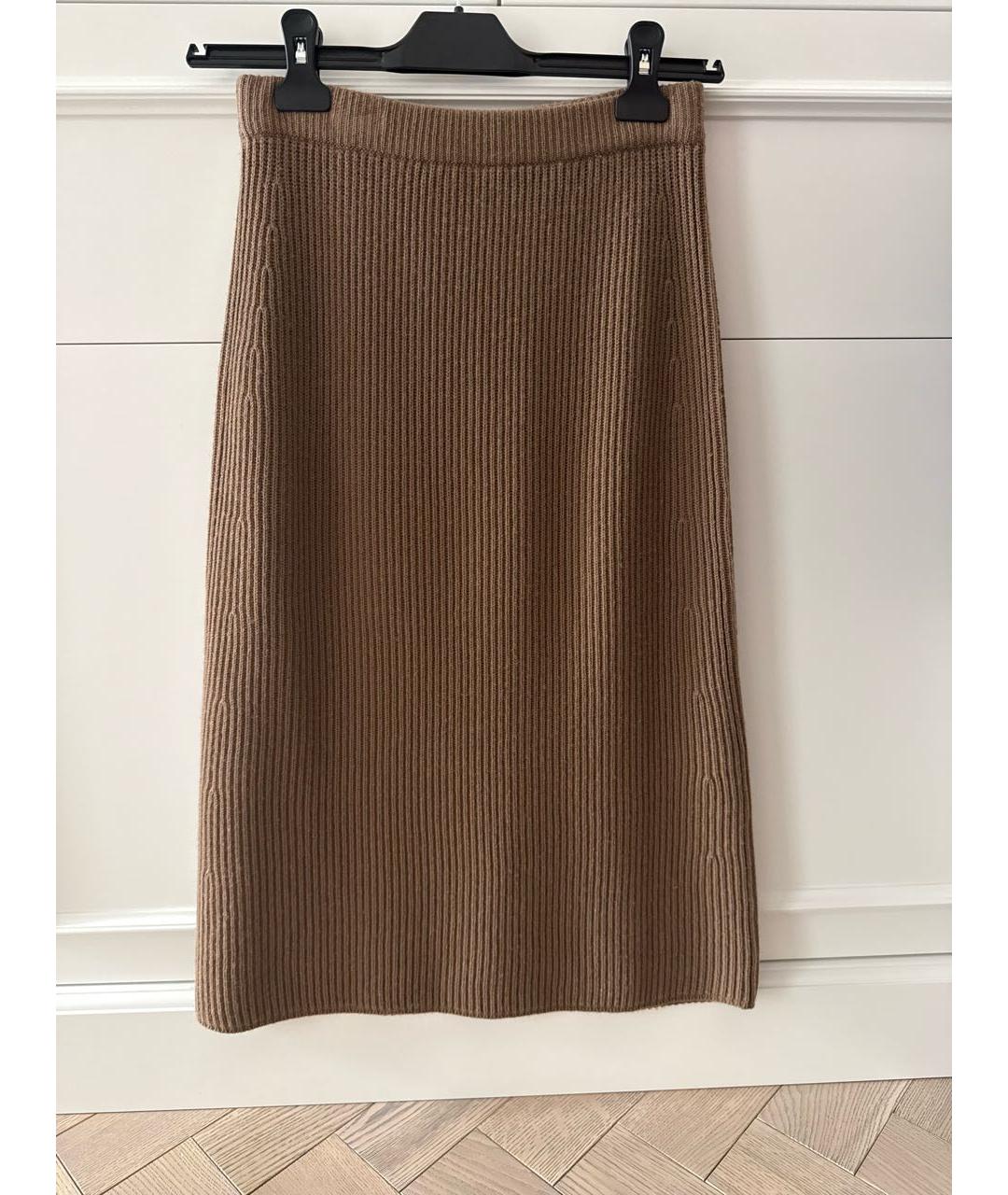 'S MAX MARA Коричневая шерстяная юбка миди, фото 2