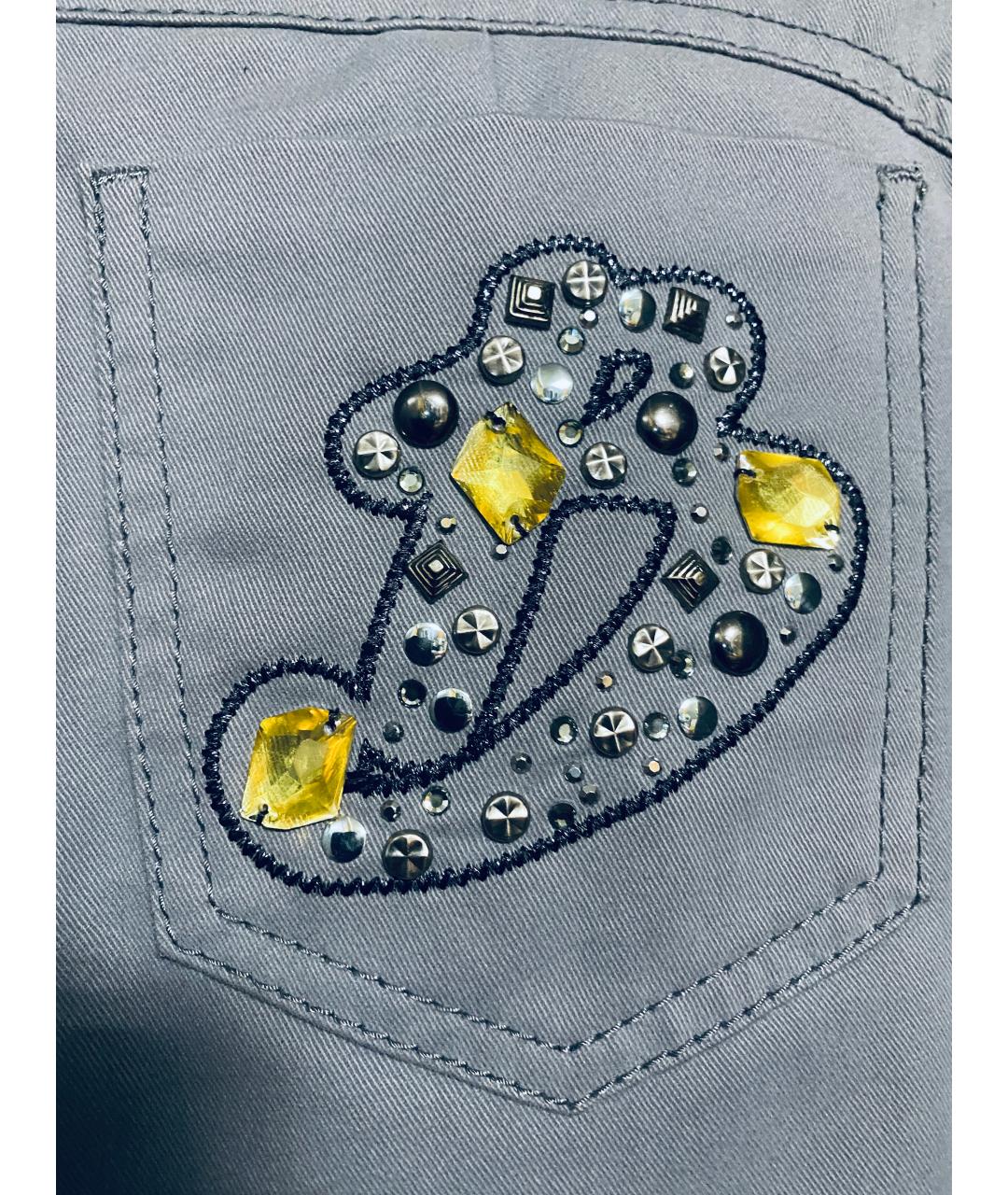 VERSACE Серые хлопко-эластановые прямые джинсы, фото 3