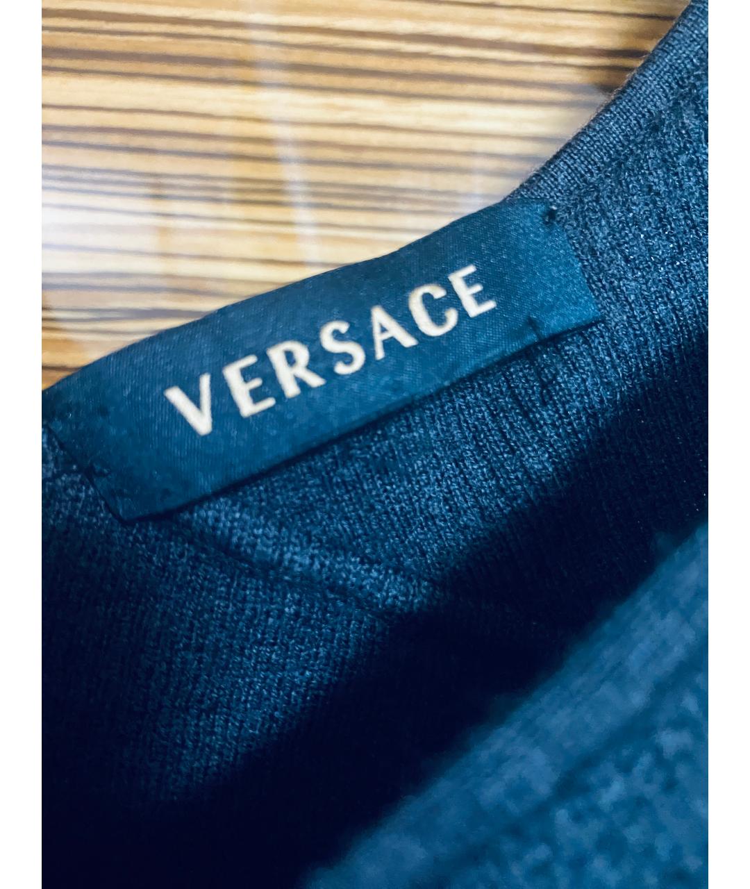 VERSACE Серые хлопко-эластановые прямые джинсы, фото 5