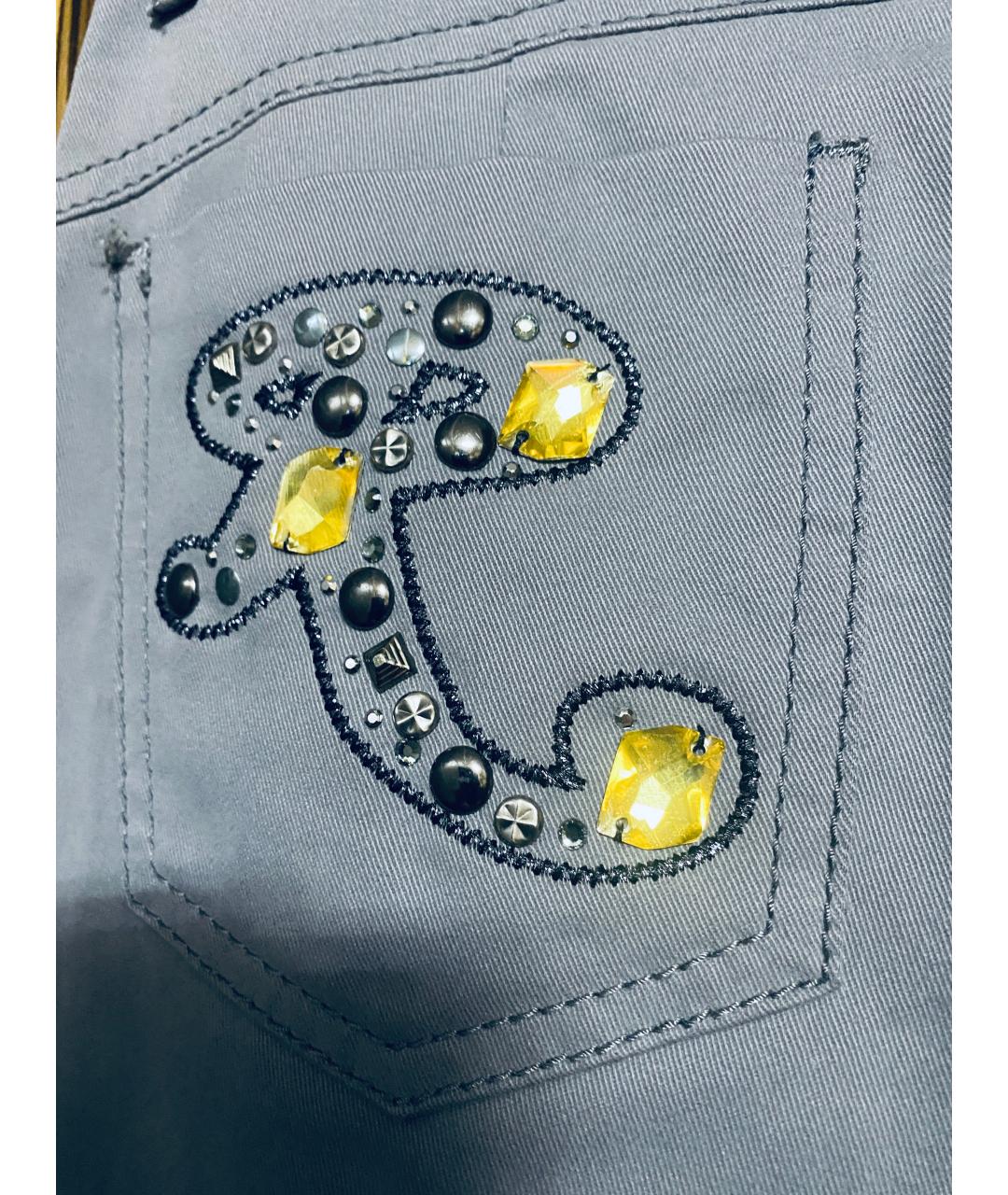 VERSACE Серые хлопко-эластановые прямые джинсы, фото 4