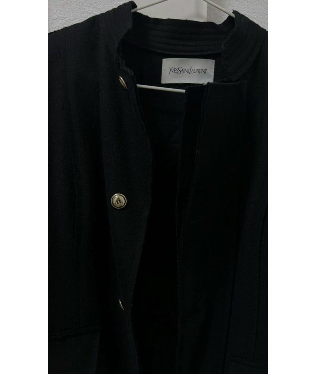 SAINT LAURENT Черное шерстяное пальто, фото 4