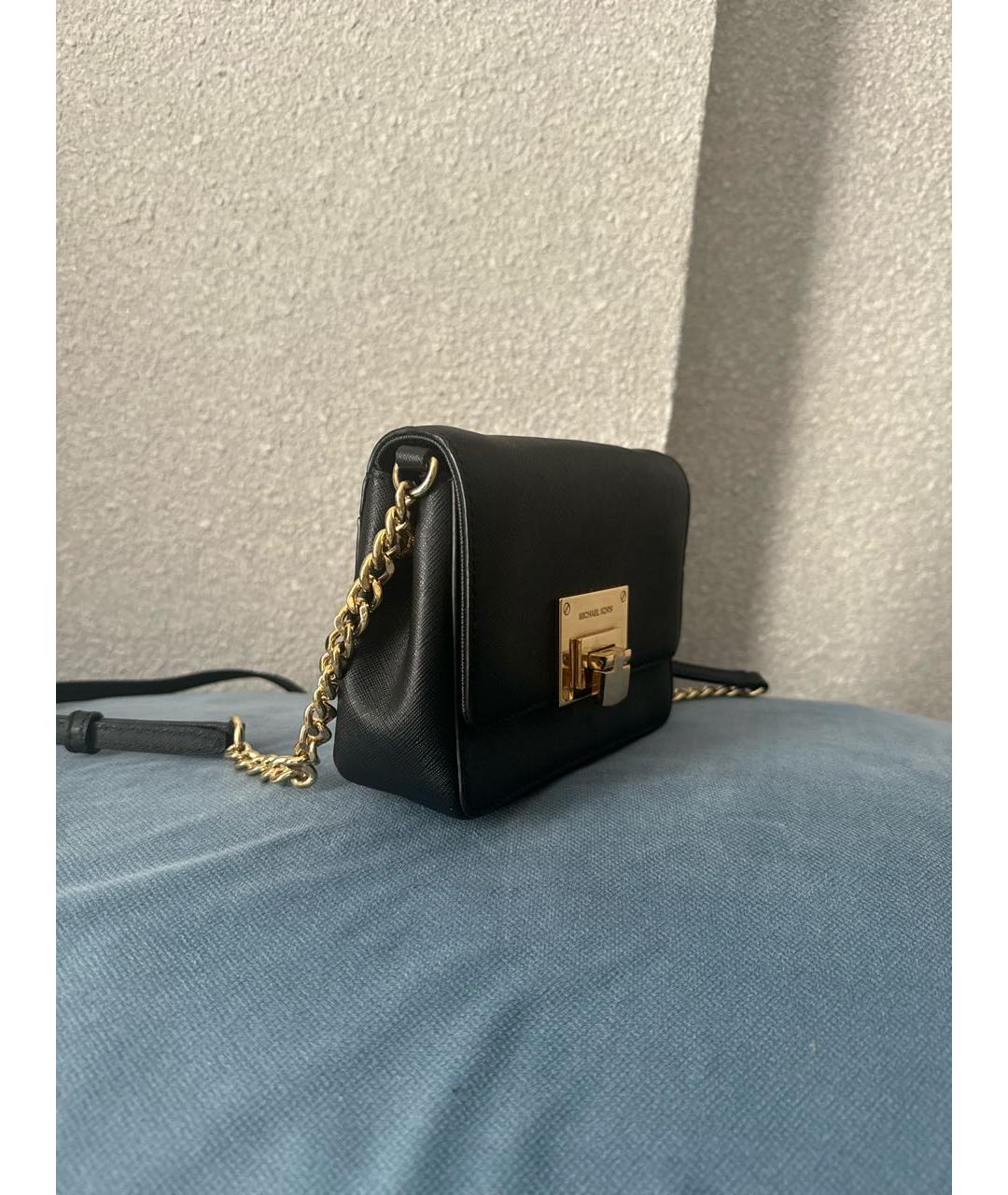MICHAEL KORS Черная кожаная сумка через плечо, фото 2