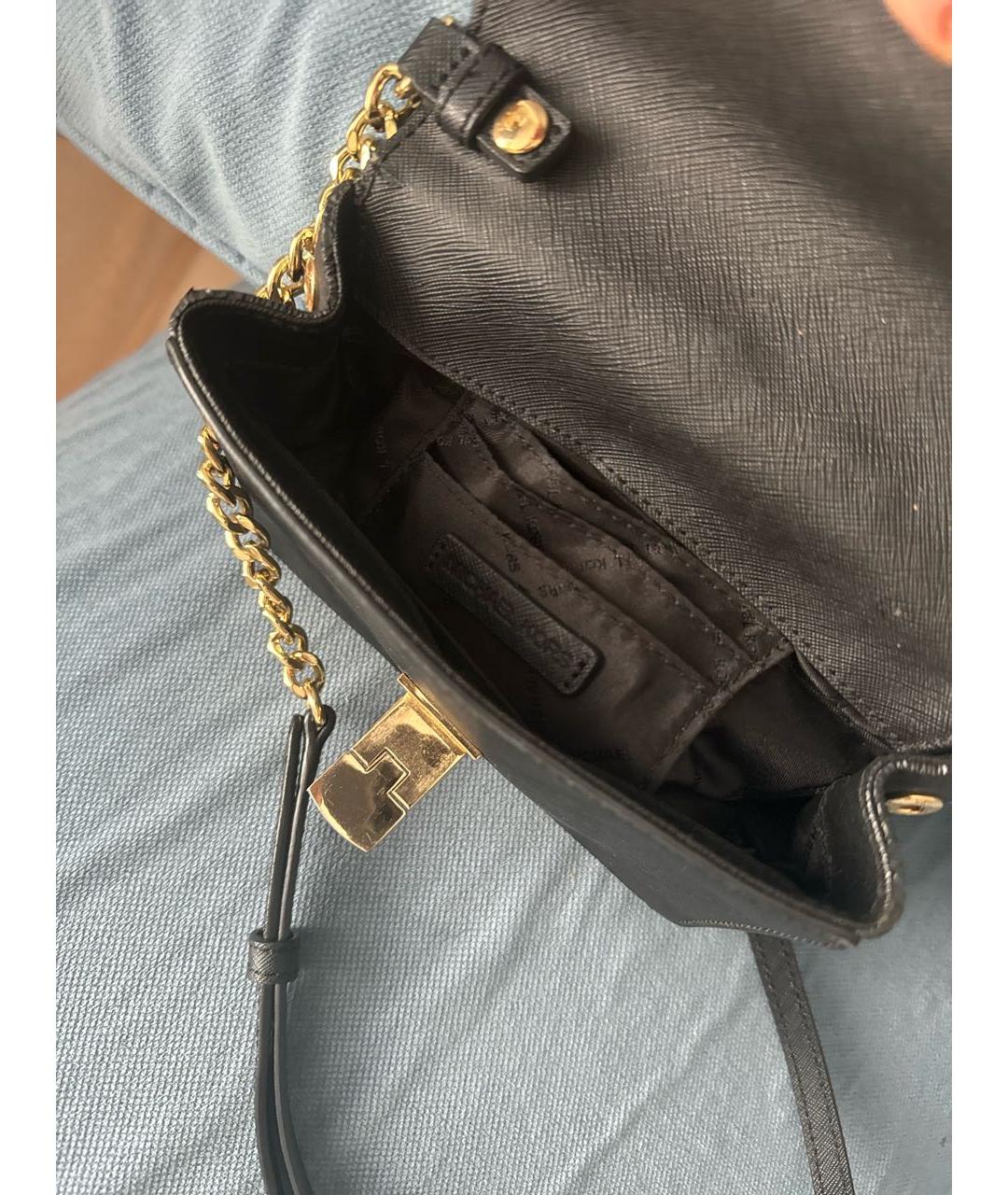 MICHAEL KORS Черная кожаная сумка через плечо, фото 4