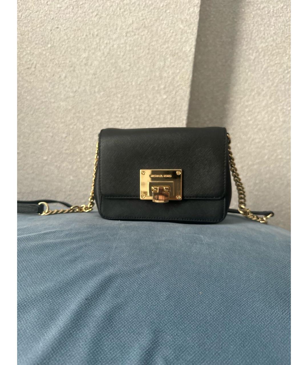 MICHAEL KORS Черная кожаная сумка через плечо, фото 6