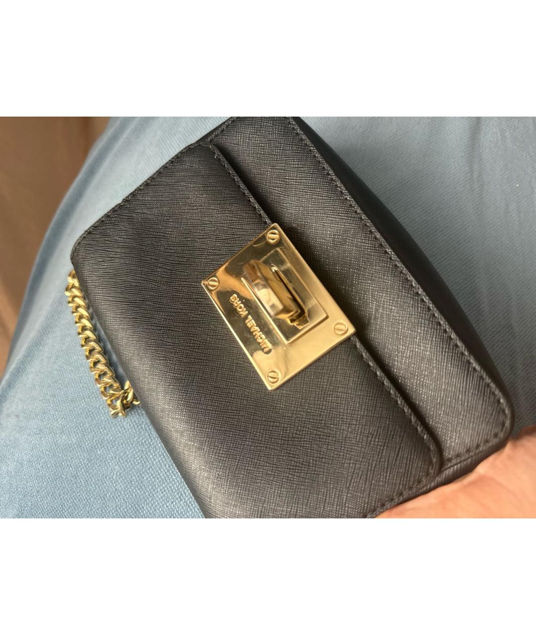 MICHAEL KORS Черная кожаная сумка через плечо, фото 5