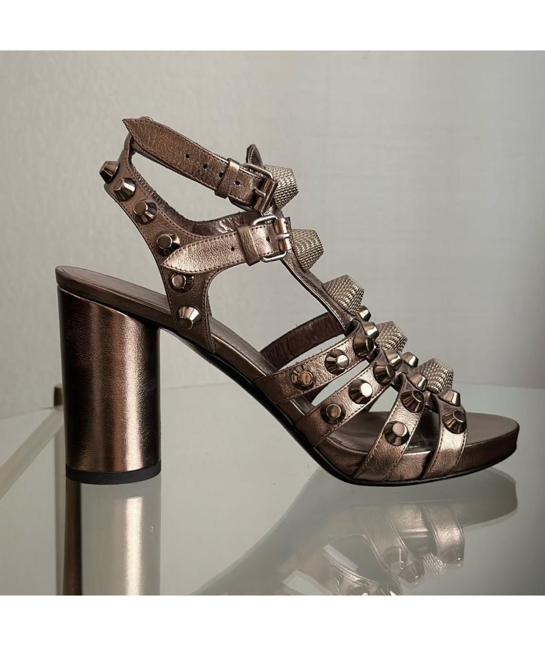 BALENCIAGA Коричневые кожаные босоножки, фото 7