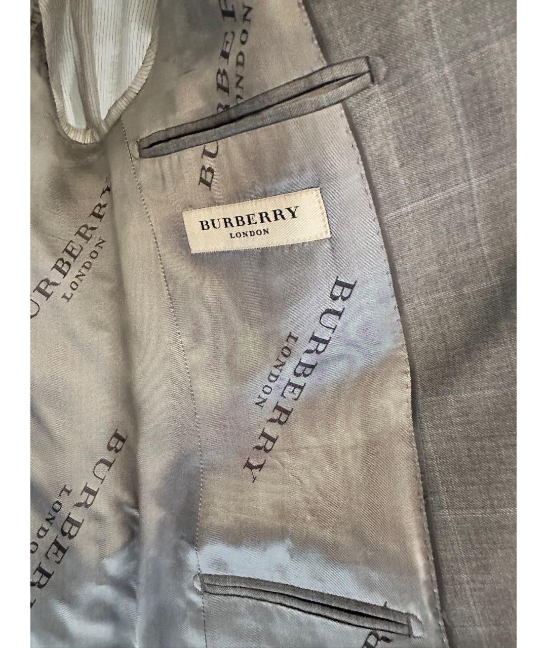 BURBERRY Серый шерстяной пиджак, фото 5