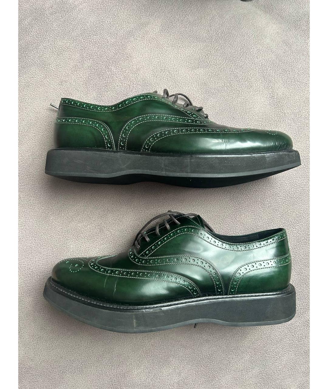 PRADA Зеленые кожаные брогги и оксфорды, фото 7