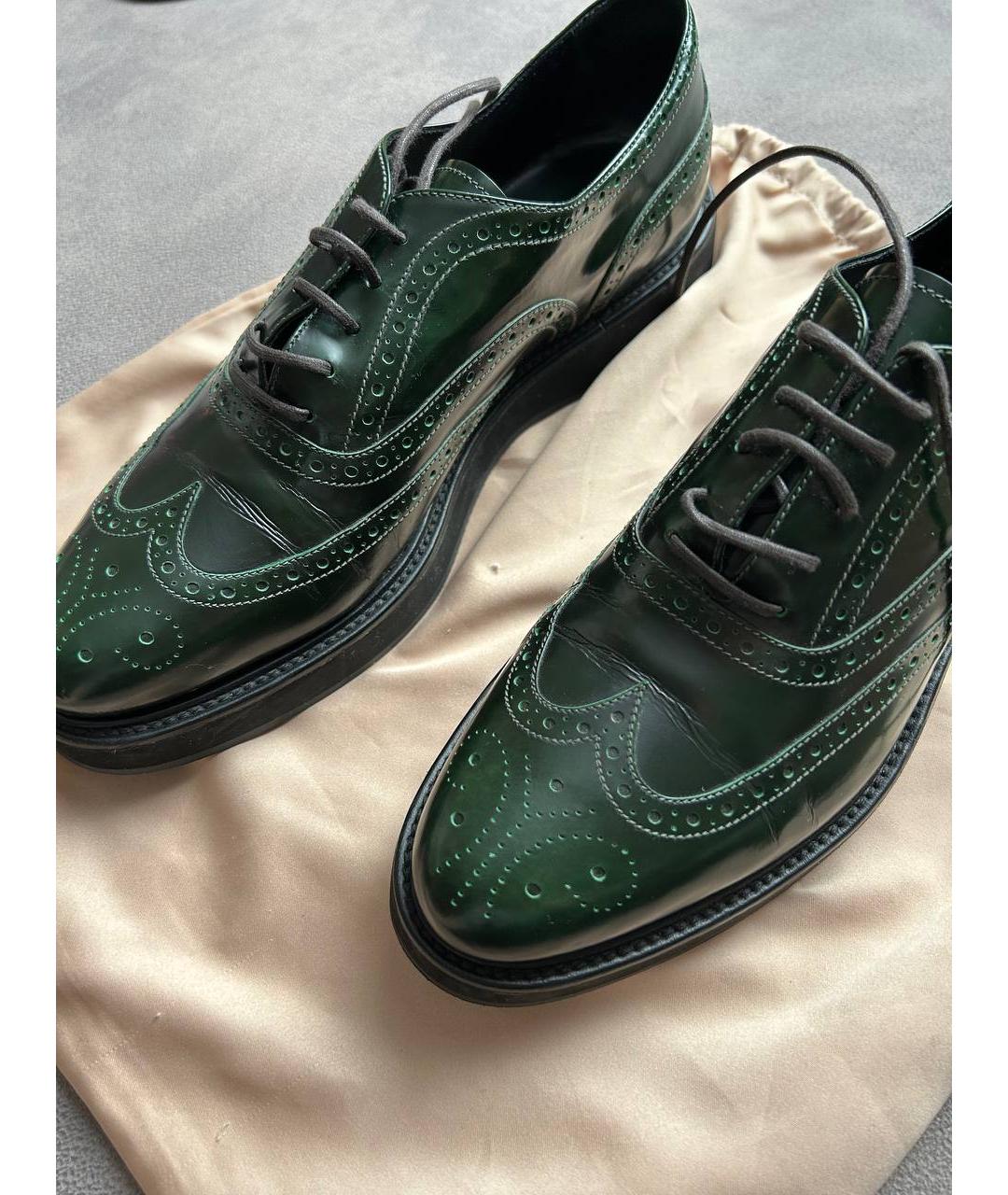 PRADA Зеленые кожаные брогги и оксфорды, фото 4