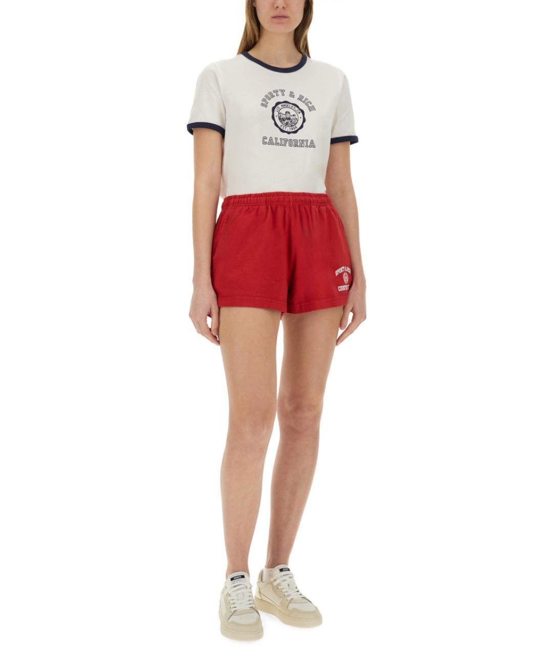 SPORTY AND RICH Красные хлопковые шорты, фото 3