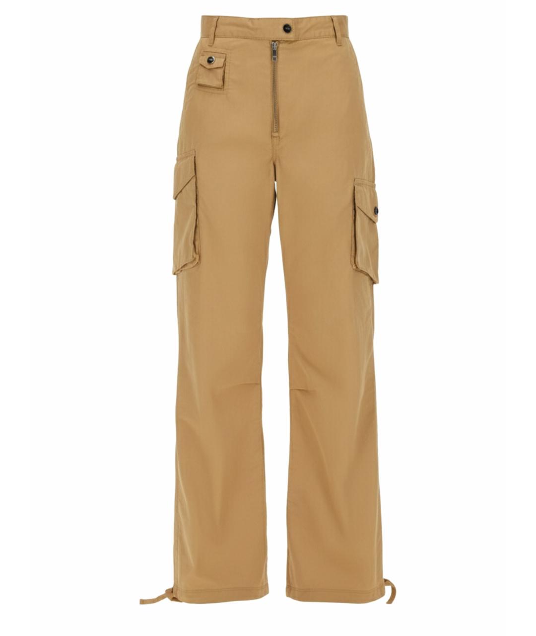 GANNI Бежевые хлопковые прямые брюки, фото 1