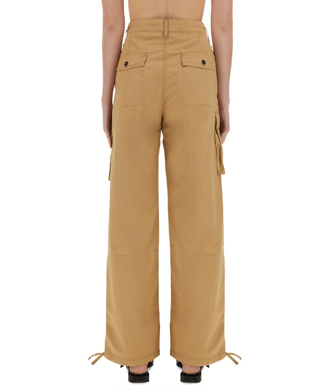 GANNI Бежевые хлопковые прямые брюки, фото 4