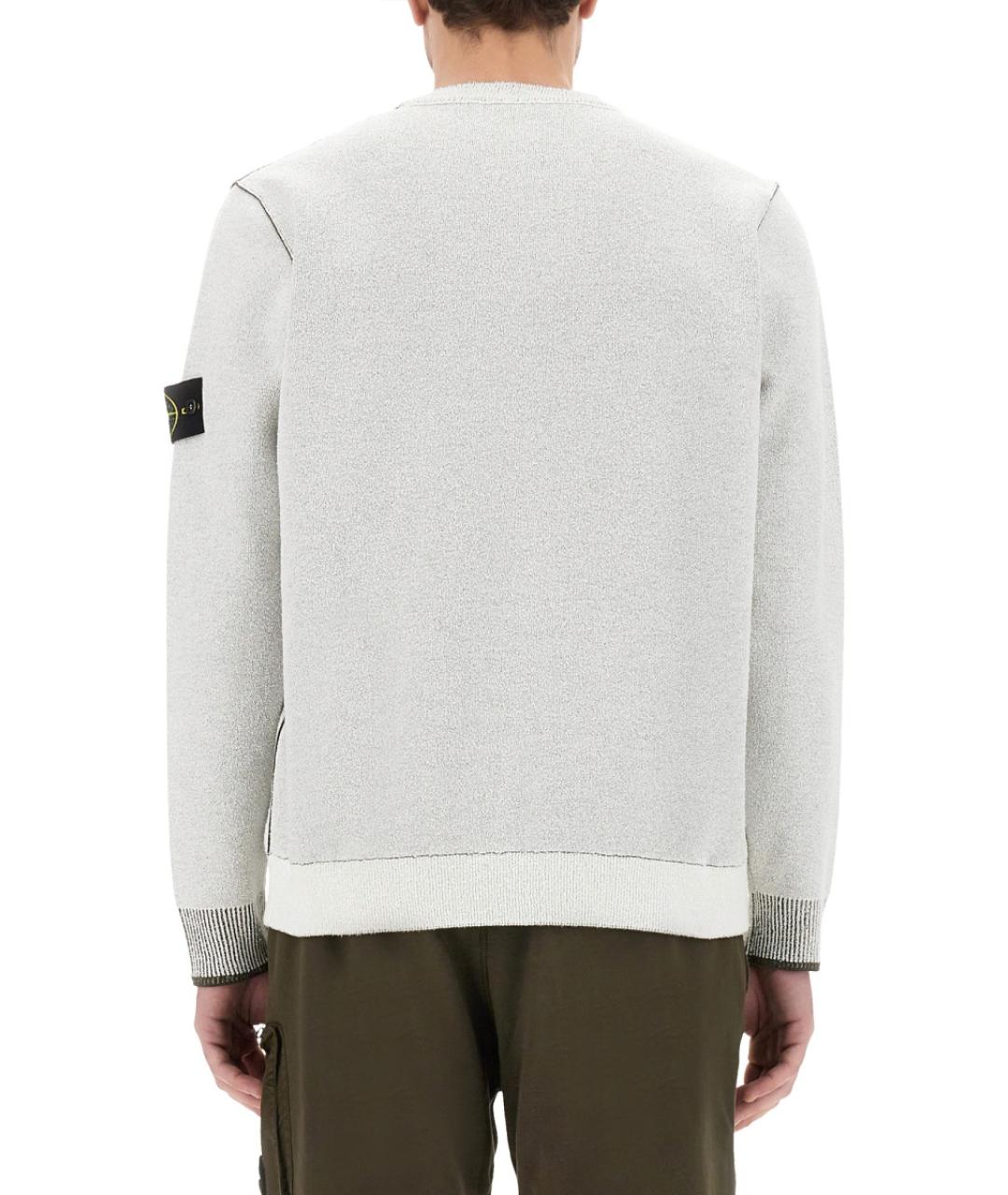 STONE ISLAND Белый хлопковый джемпер / свитер, фото 6