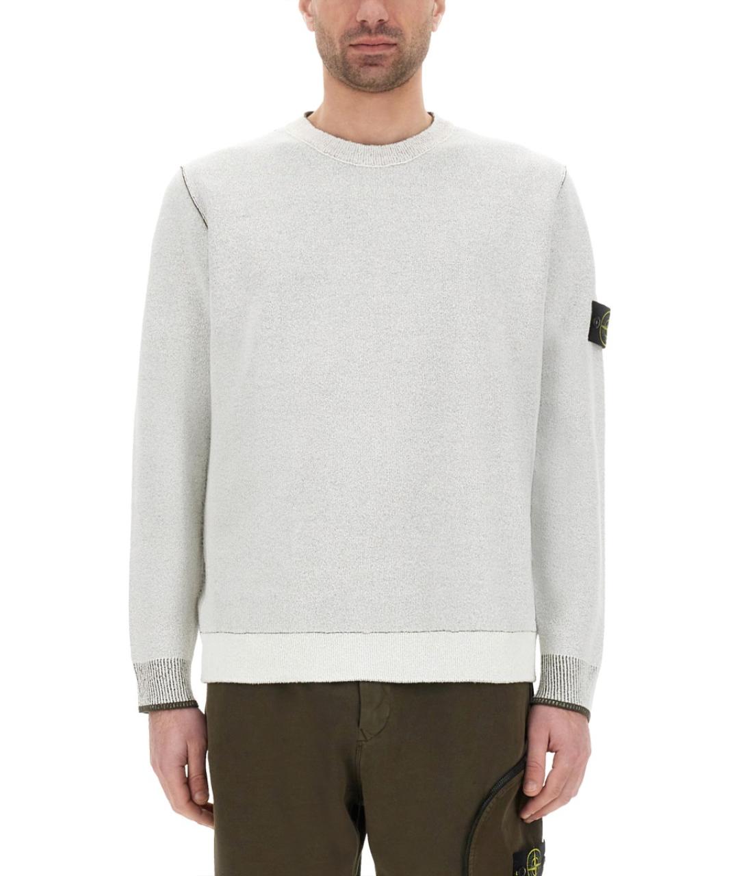 STONE ISLAND Белый хлопковый джемпер / свитер, фото 2