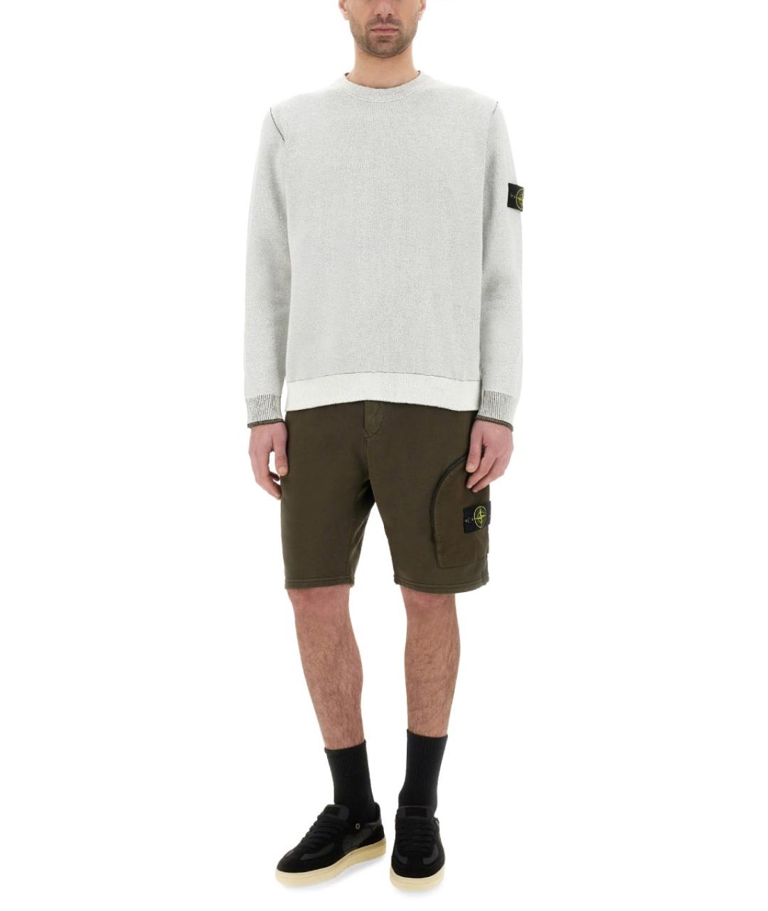 STONE ISLAND Белый хлопковый джемпер / свитер, фото 5