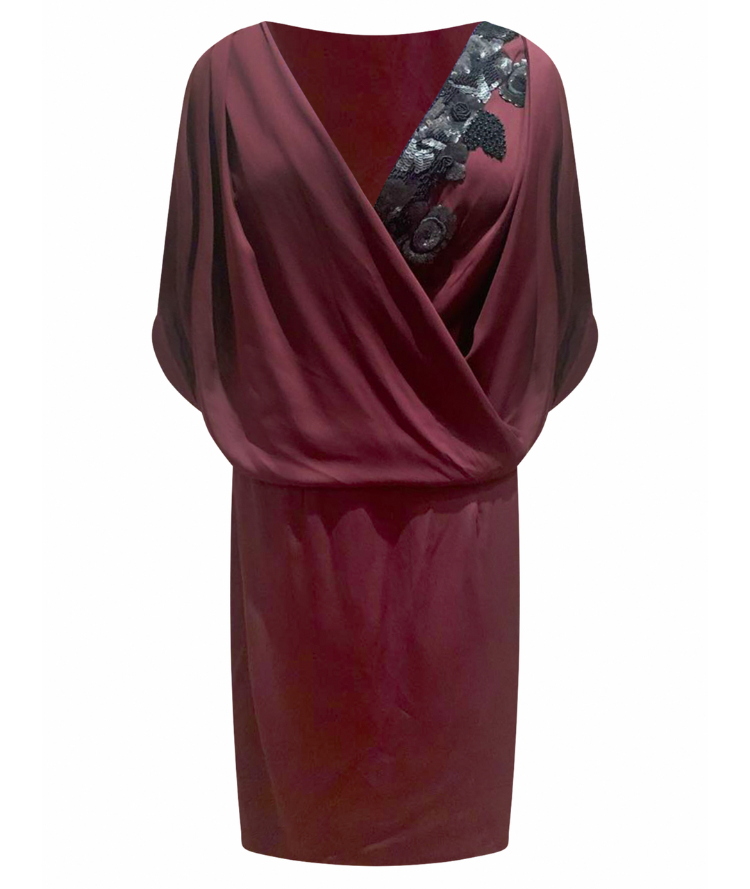 ROBERT RODRIGUEZ Бордовое шелковое коктейльное платье, фото 1