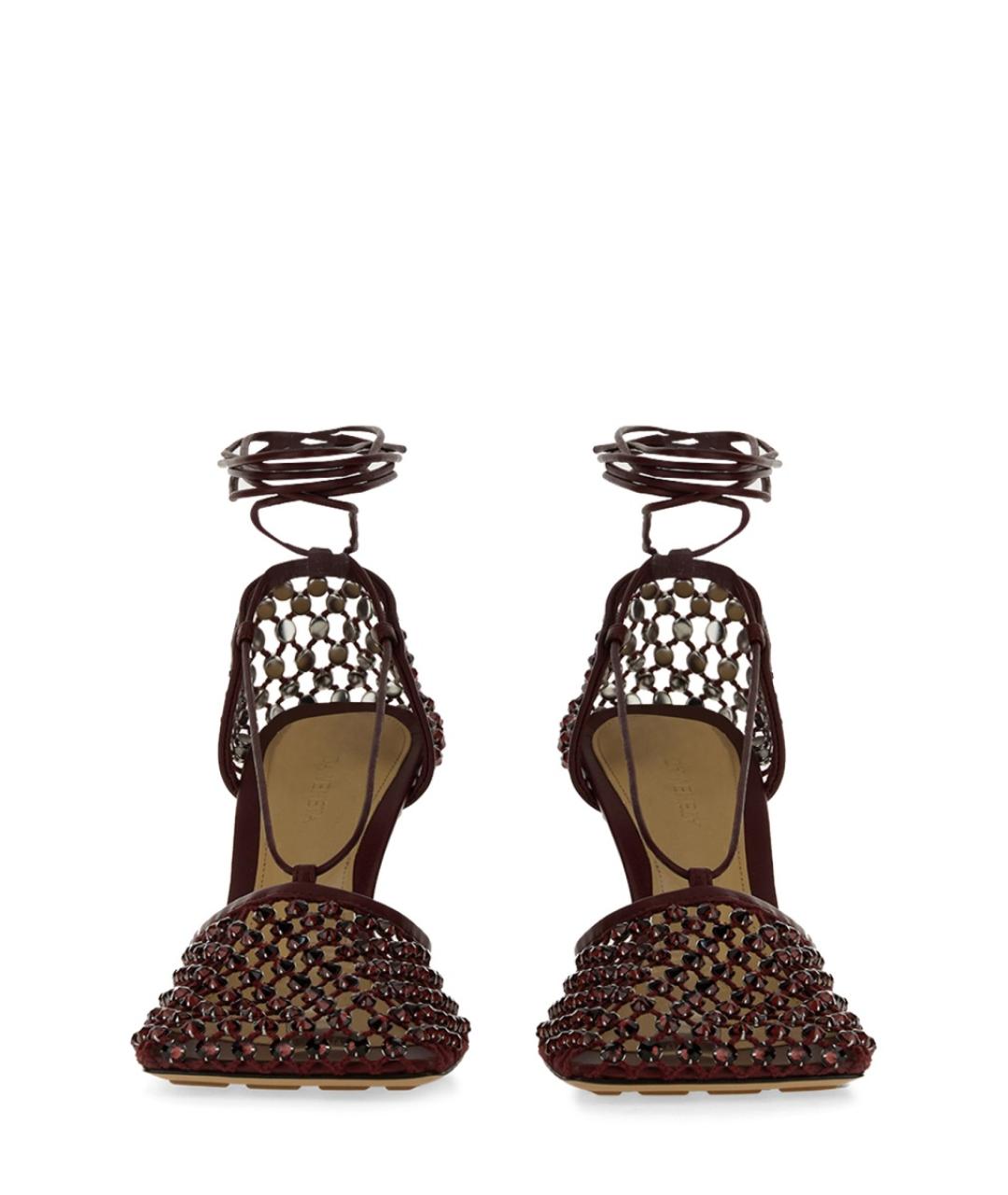 BOTTEGA VENETA Бордовые текстильные босоножки, фото 2