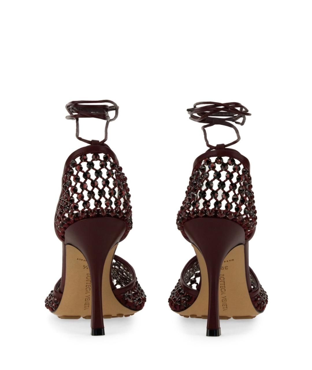 BOTTEGA VENETA Бордовые текстильные босоножки, фото 3