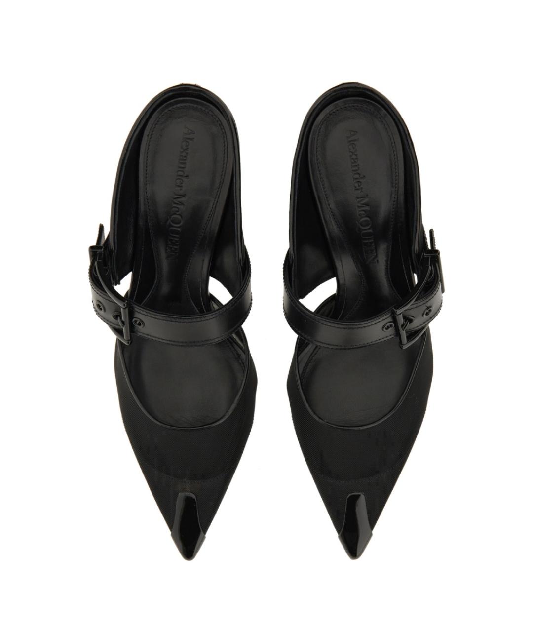 ALEXANDER MCQUEEN Черные кожаные мюли, фото 2
