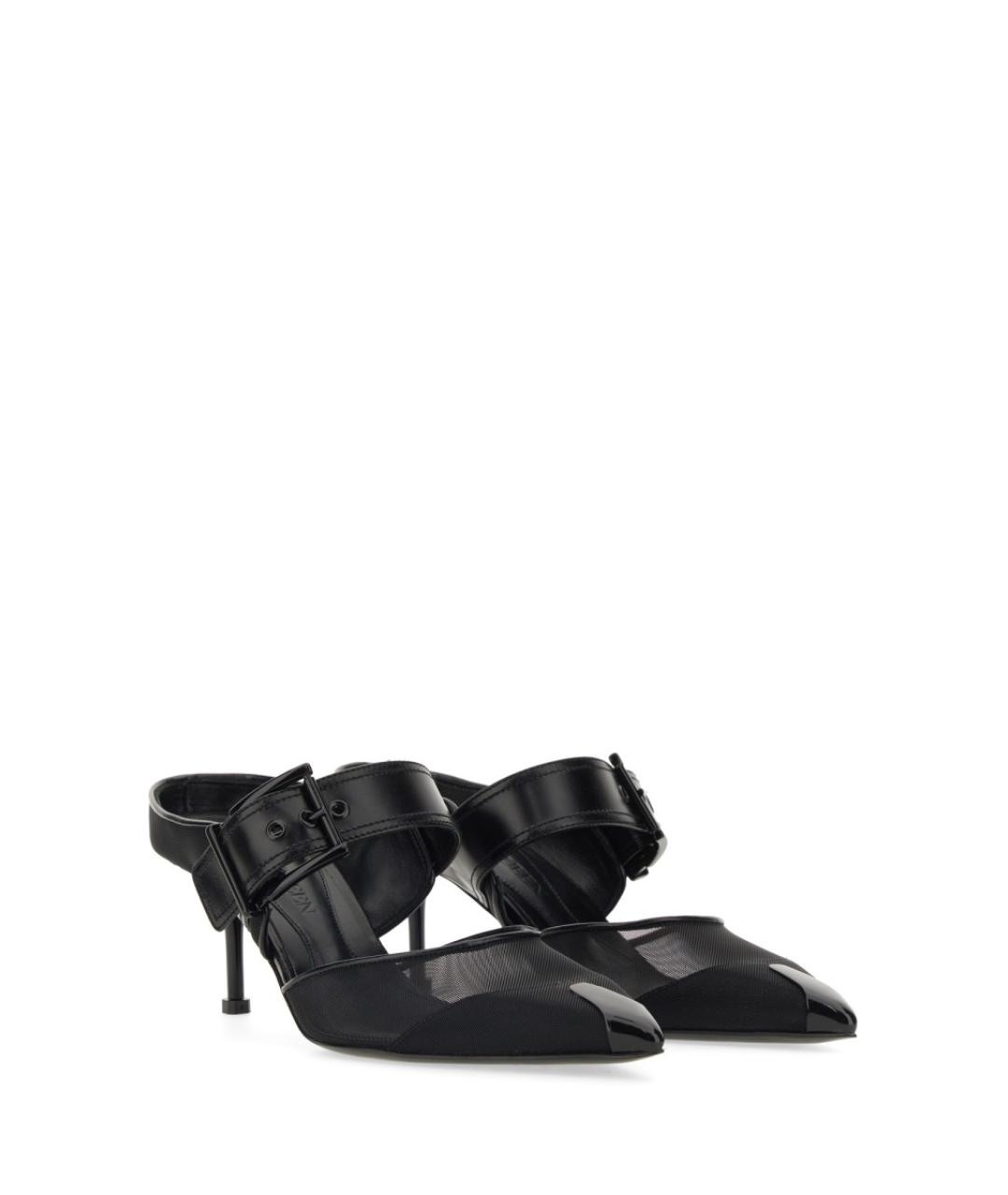 ALEXANDER MCQUEEN Черные кожаные мюли, фото 4
