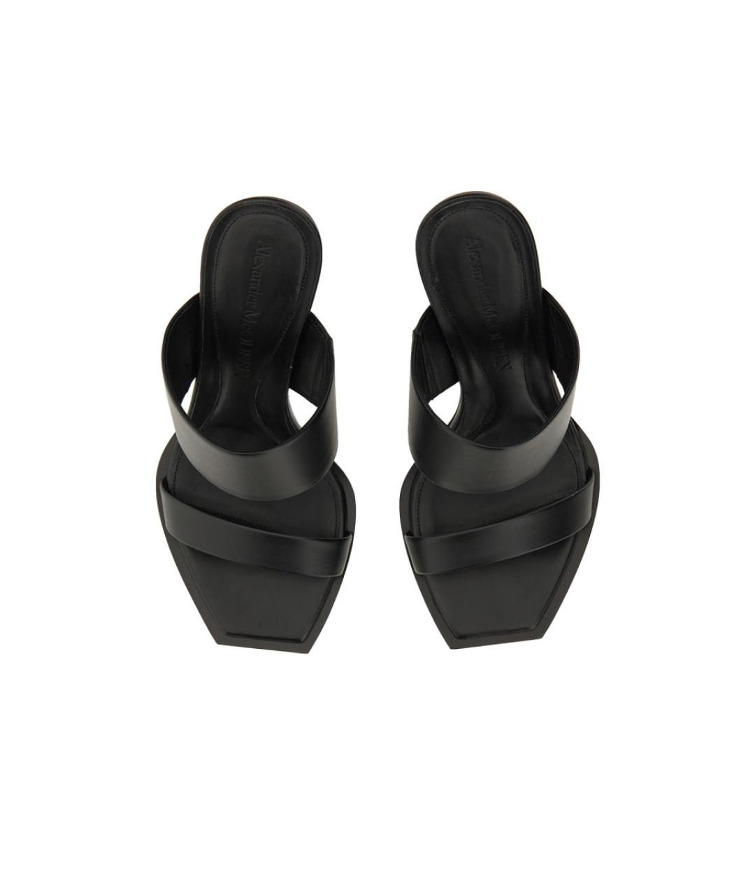 ALEXANDER MCQUEEN Черные кожаные мюли, фото 2