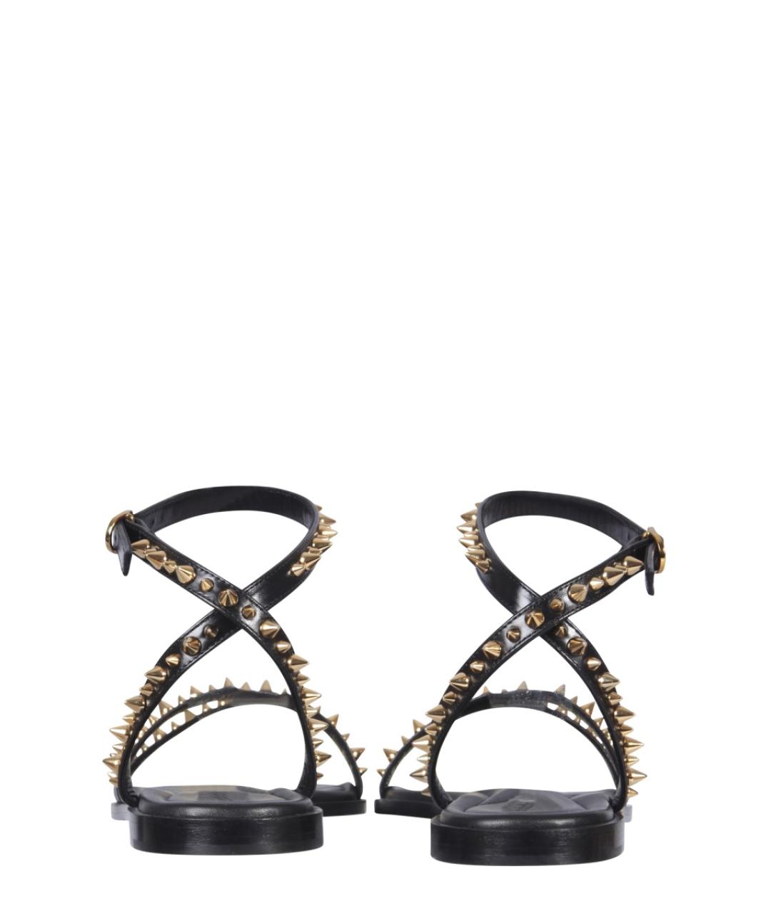 ALEXANDER MCQUEEN Черные кожаные сандалии, фото 3