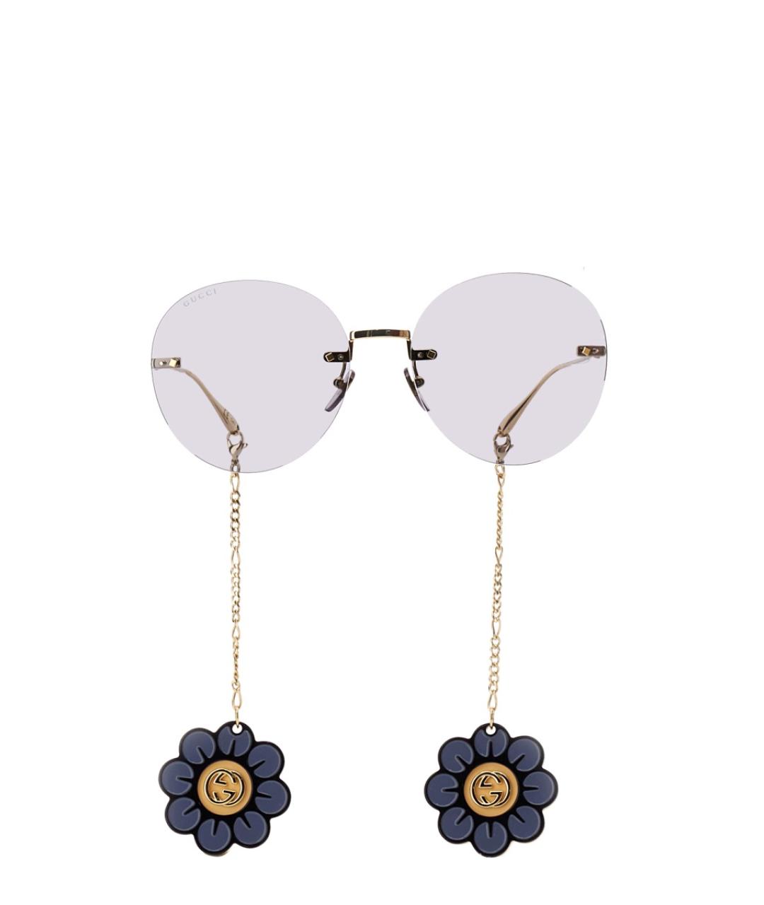 GUCCI Золотые металлические солнцезащитные очки, фото 1