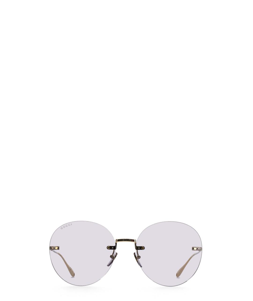 GUCCI Золотые металлические солнцезащитные очки, фото 2