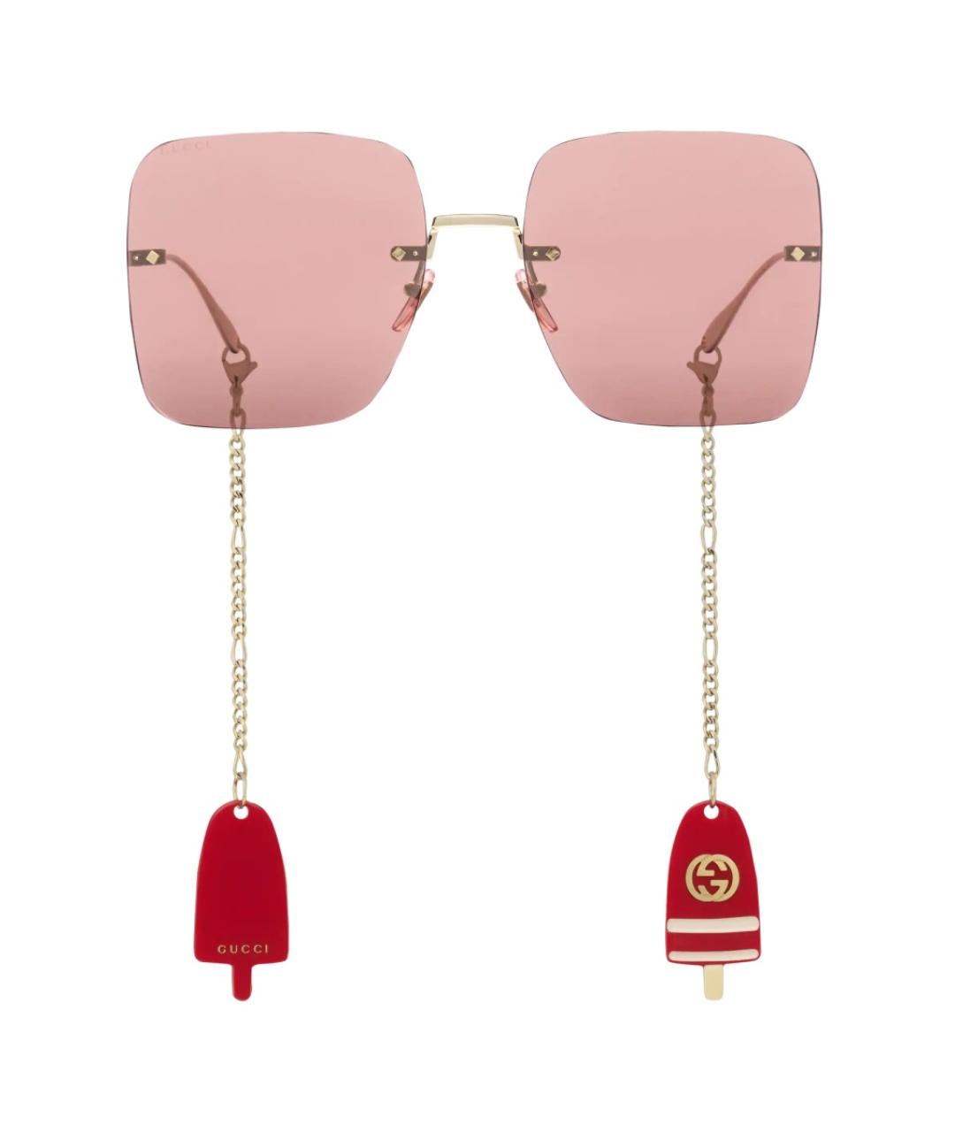 GUCCI Золотые металлические солнцезащитные очки, фото 1