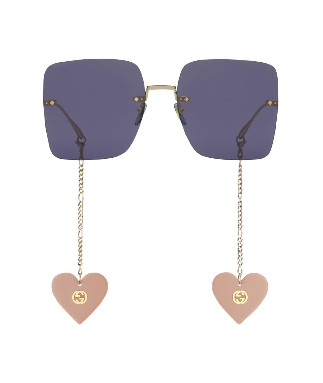 GUCCI Золотые металлические солнцезащитные очки, фото 1