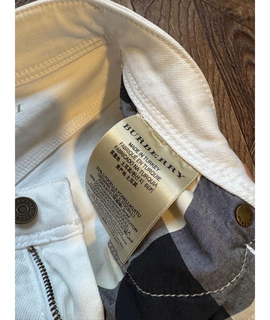 BURBERRY Белые деним капри, фото 3