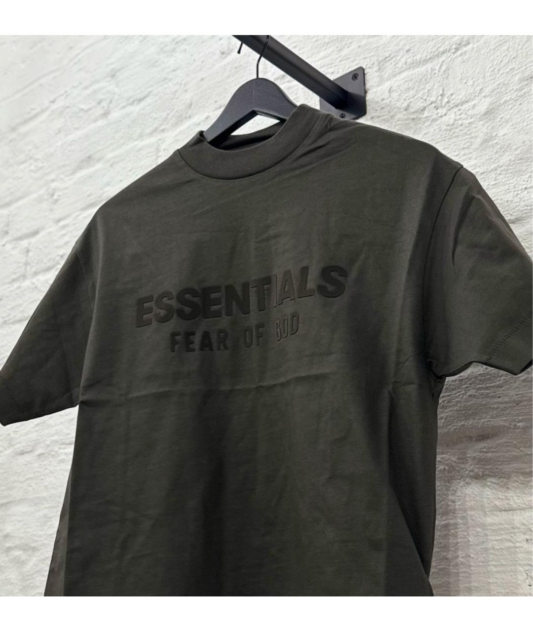 FEAR OF GOD ESSENTIALS Хаки хлопковая детская футболка, фото 2